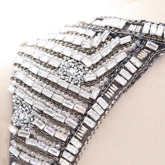 Crystal Jersey Gray Prom Pageant Gown Evening Gown - Picture 3 of 6